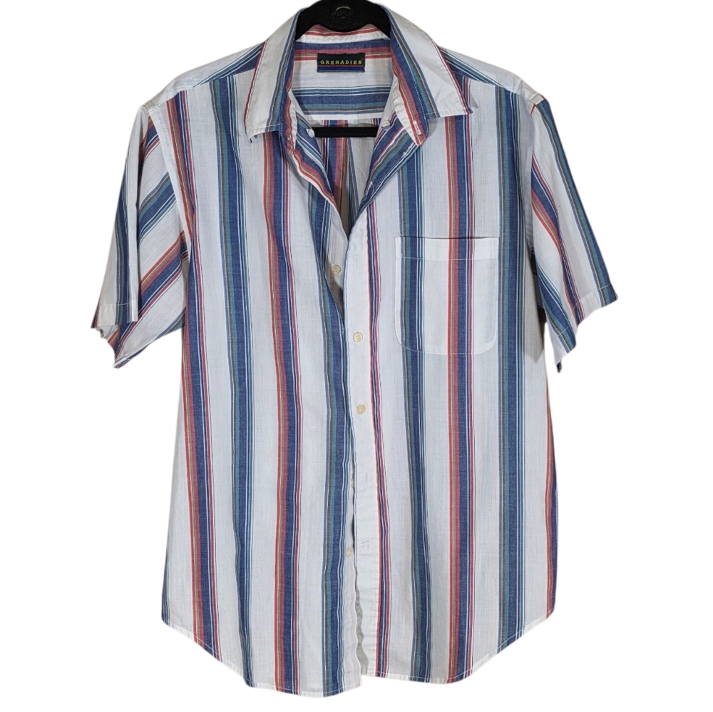 VNTG 70/80s Grenadier Striped Short Sleeve Button Down